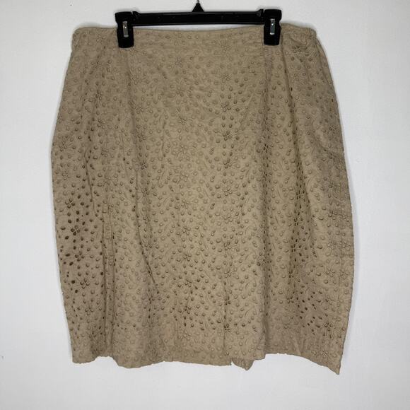 Talbots Skirt Womens 20W Eyelet Embroidered Lined Floral Plus Size Summer Casual - Picture 1 of 6